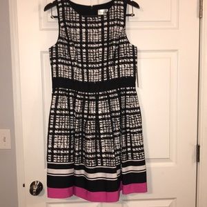 Black and White Dress with Pink stripe
